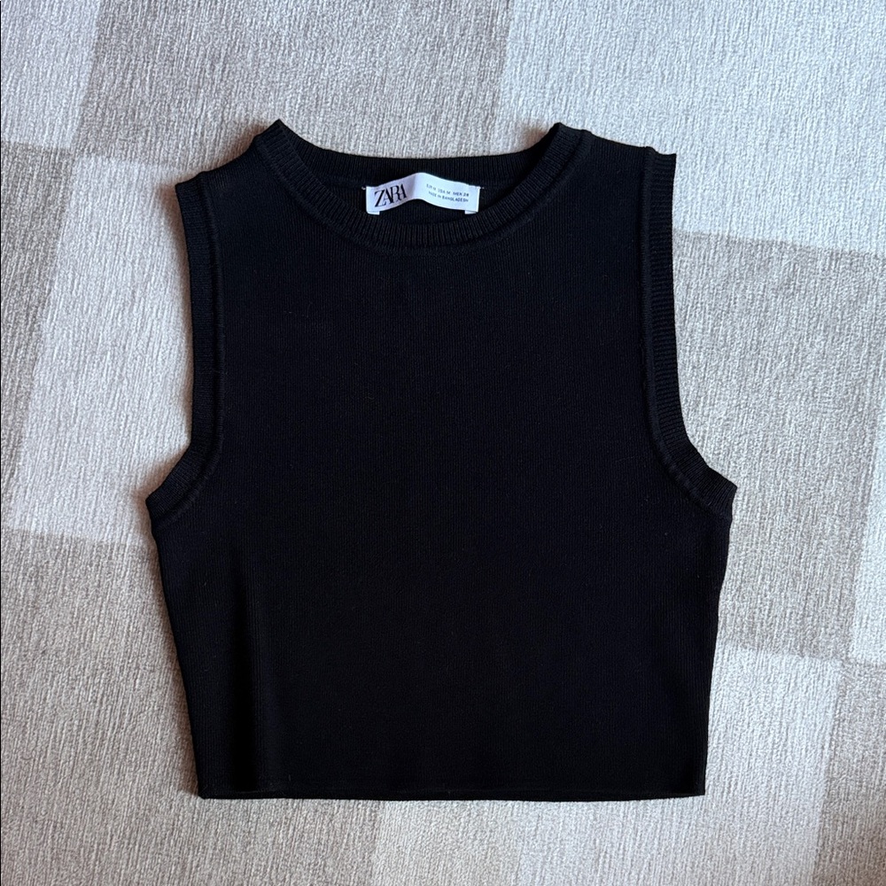 Zara Black Sleeveless Crop Top